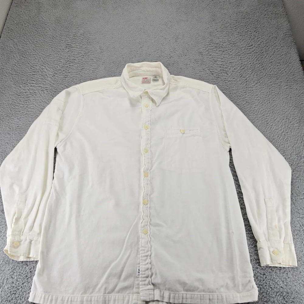 Levis Shirt Mens XL White Dry Goods Vintage Long Sleeve Button Up